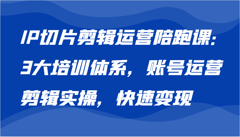 IP切片剪辑运营陪跑课，3大培训体系：账号运营 剪辑实操 快速变现-云库资源