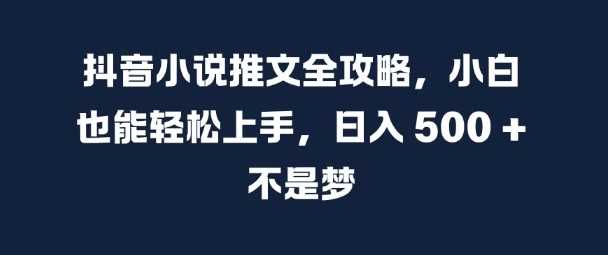 抖音小说推文全攻略，小白也能轻松上手，日入 5张+ 不是梦【揭秘】-云库资源
