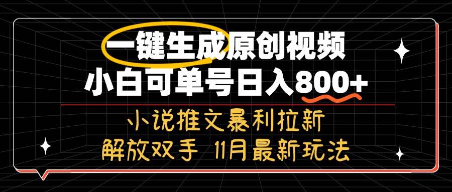 （13215期）11月最新玩法小说推文暴利拉新，一键生成原创视频，小白可单号日入800+…-云库资源