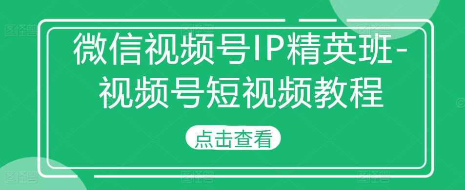 微信视频号IP精英班-视频号短视频教程-云库资源