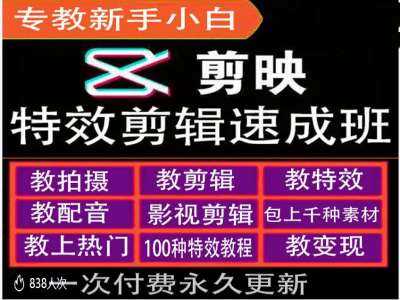 剪映特效教程和运营变现教程，特效剪辑速成班，专教新手小白-云库资源