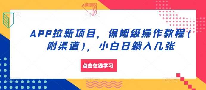 APP拉新项目，保姆级操作教程(附渠道)，小白日躺入几张【揭秘】-云库资源