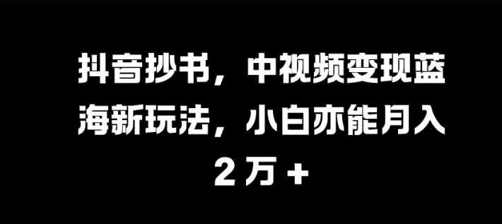 抖音抄书，中视频变现蓝海新玩法，小白亦能月入 过W【揭秘】-云库资源