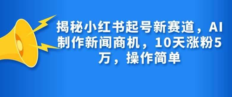 揭秘小红书起号新赛道，AI制作新闻商机，10天涨粉1万，操作简单-云库资源
