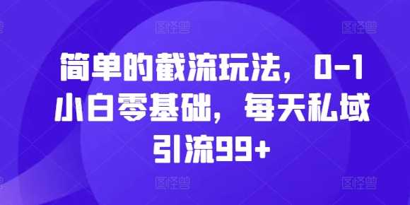 简单的截流玩法，0-1小白零基础，每天私域引流99+【揭秘】-云库资源
