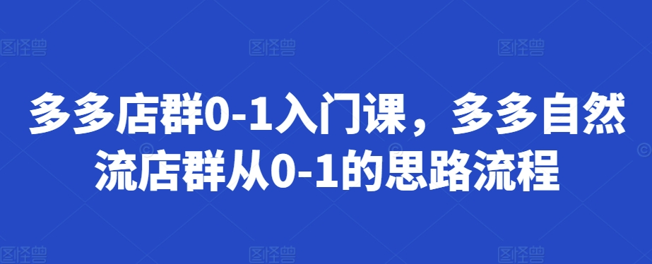 多多店群0-1入门课，多多自然流店群从0-1的思路流程-云库资源