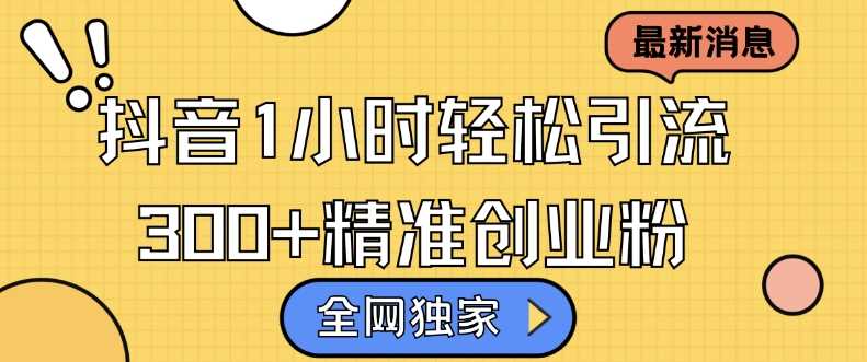 全网独家抖音引流，轻松日引300+精准创业粉【揭秘】-云库资源
