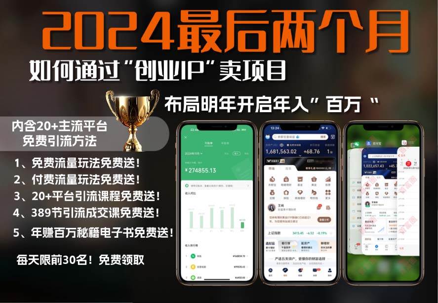 （13322期）2024最后两个月如何通过”创业IP“卖项目年入”百万“,创业IP+最强引流…-云库资源