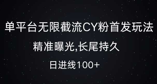 单平台无限截流创业粉首发玩法，精准曝光，长尾持久，日引流100+【揭秘】-云库资源