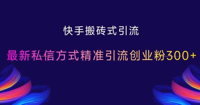 快手搬砖式引流，最新私信方式精准引流创业粉300+-云库资源