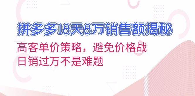 （13383期）拼多多18天8万销售额揭秘：高客单价策略，避免价格战，日销过万不是难题-云库资源