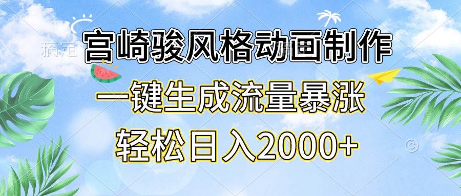 （13386期）宫崎骏风格动画制作，一键生成流量暴涨，轻松日入2000+-云库资源