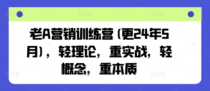 老A营销训练营(更24年11月)，轻理论，重实战，轻概念，重本质-云库资源