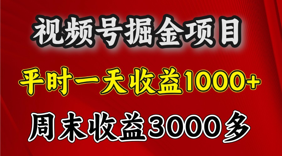 一天收益1000+ 视频号掘金，周末收益会更高些-云库资源