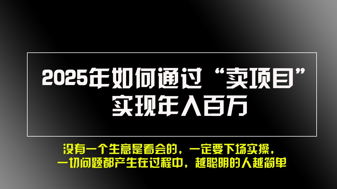2025年如何通过“卖项目”实现年入百万-云库资源