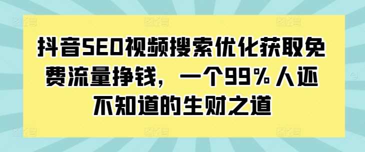 抖音SEO视频搜索优化获取免费流量挣钱，一个99%人还不知道的生财之道-云库资源