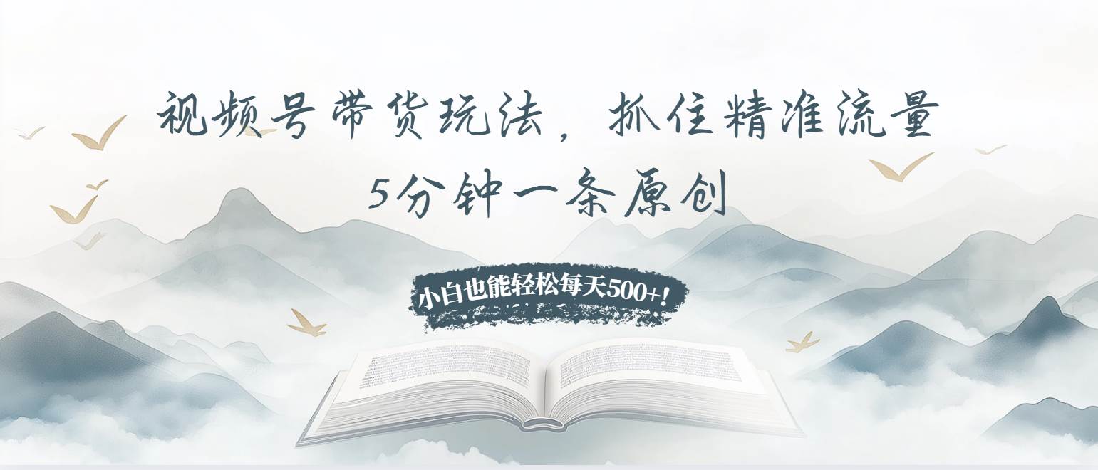 （13492期）视频号带货玩法，抓住精准流量，5分钟一条原创，小白也能轻松每天500+！-云库资源
