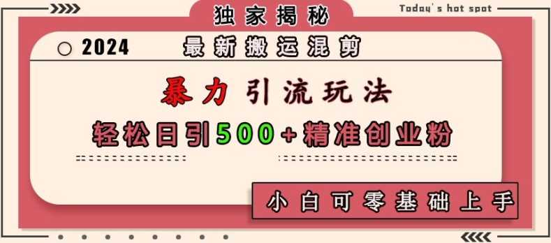 最新搬运混剪暴力引流玩法，轻松日引500+精准创业粉，小白可零基础上手-云库资源