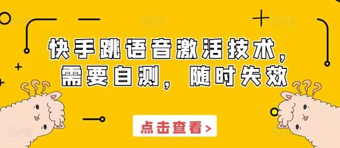 快手跳语音激活技术，需要自测，随时失效-云库资源