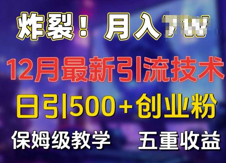 炸裂!揭秘12月最新日引流500+精准创业粉，多重收益保姆级教学-云库资源