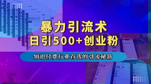 暴力引流术，专业知识付费行业首选的引流秘籍，一天暴流500+创业粉，五个手机流量接不完!-云库资源