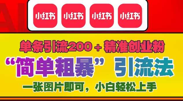 12月底小红书”简单粗暴“引流法，单条引流200+精准创业粉-云库资源