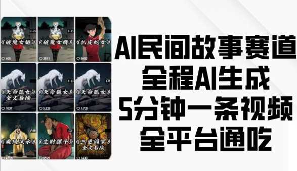 AI民间故事赛道，全程AI生成5分钟一条视频，全平台通吃-云库资源