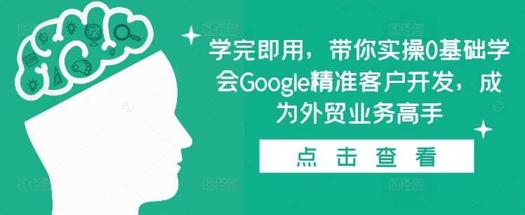学完即用，带你实操0基础学会Google精准客户开发，成为外贸业务高手-云库资源