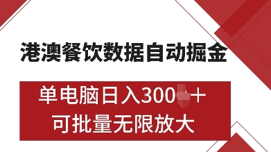 港澳餐饮数据全自动掘金，单电脑日入多张, 可矩阵批量无限操作【揭秘】-云库资源