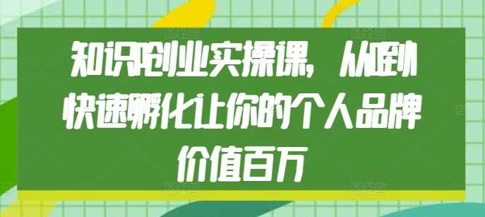 知识IP创业实操课，从0到1快速孵化让你的个人品牌价值百万-云库资源