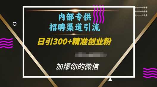 内部招聘渠道日引流300+创业粉，加爆你的微信【揭秘】-云库资源