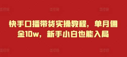 快手口播带货实操教程，单月佣金10w，新手小白也能入局-云库资源