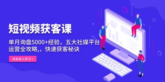 短视频获客课，单月询盘5000+经验，五大社媒平台运营全攻略,，快速获客秘诀-云库资源