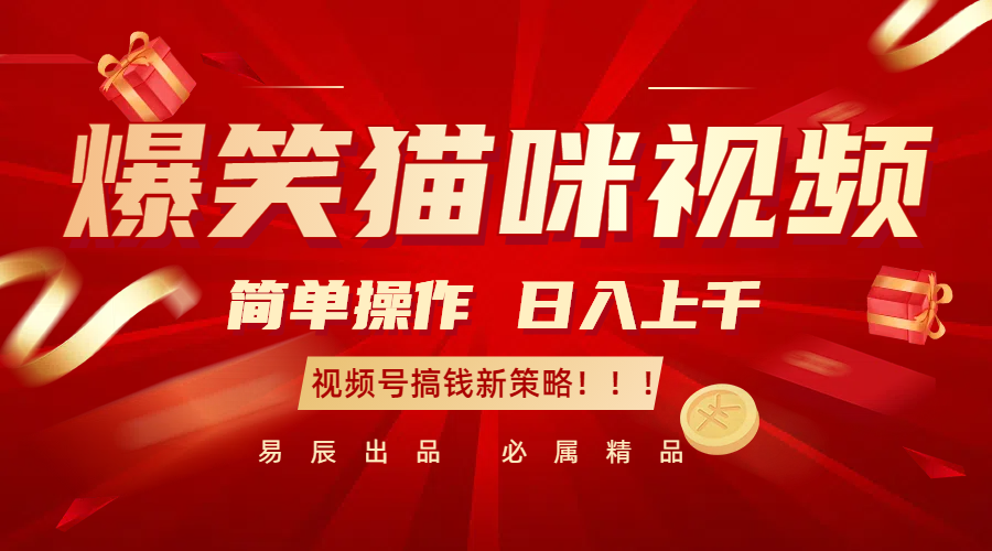 爆笑猫咪视频：简单操作，日入过千，视频号搞钱新策略！-云库资源
