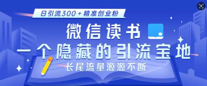 微信读书，一个隐藏的引流宝地，不为人知的小众打法，日引流300+精准创业粉，长尾流量源源不断-云库资源