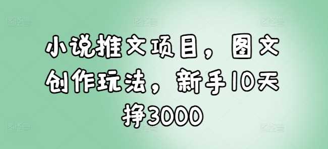 小说推文项目，图文创作玩法，新手10天挣3000-云库资源