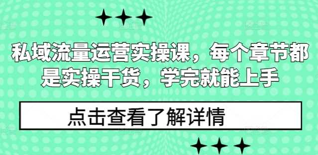 私域流量运营实操课，每个章节都是实操干货，学完就能上手-云库资源
