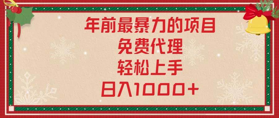 （13773期）年前最暴力的项目，免费代理，轻松上手，日入1000+-云库资源