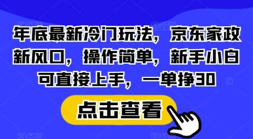 年底最新冷门玩法，京东家政新风口，操作简单，新手小白可直接上手，一单挣30【揭秘】-云库资源
