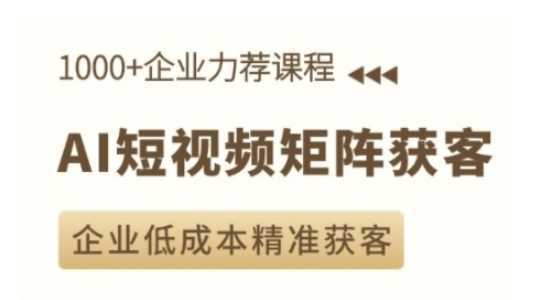 AI短视频矩阵获客实操课，企业低成本精准获客-云库资源