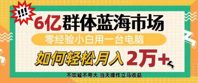 6亿群体蓝海市场，零经验小白用一台电脑，如何轻松月入过w【揭秘】-云库资源