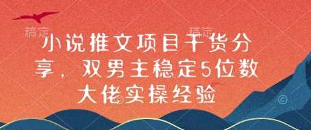 小说推文项目干货分享，双男主稳定5位数大佬实操经验-云库资源