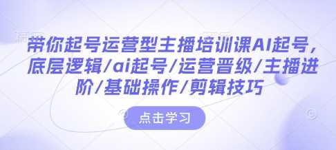 带你起号运营型主播培训课AI起号，底层逻辑/ai起号/运营晋级/主播进阶/基础操作/剪辑技巧-云库资源
