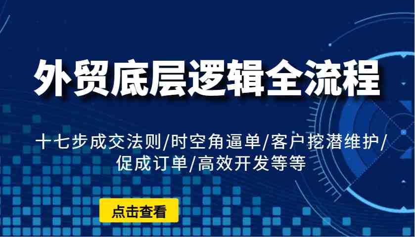 外贸底层逻辑全流程：十七步成交法则/时空角逼单/客户挖潜维护/促成订单/高效开发等等-云库资源