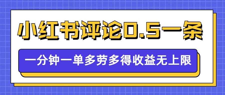 小红书留言评论，0.5元1条，一分钟一单，多劳多得，收益无上限-云库资源