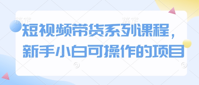 短视频带货系列课程，新手小白可操作的项目-云库资源
