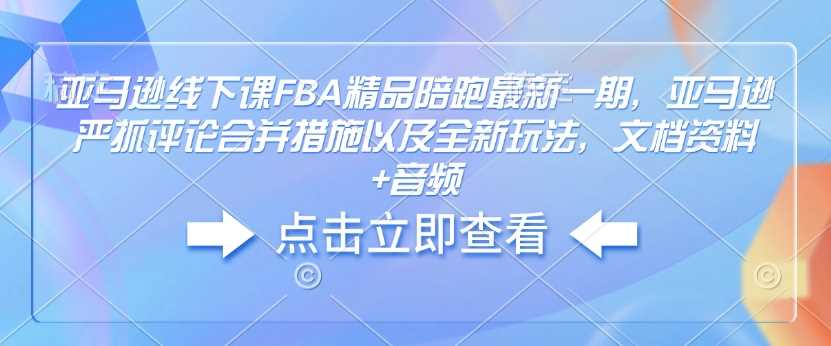 亚马逊线下课FBA精品陪跑最新一期，亚马逊严抓评论合并措施以及全新玩法，文档资料+音频-云库资源