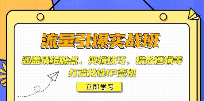 流量引爆实战班，涵盖情绪触点，剪辑技巧，投放逻辑等，打造女性IP变现-云库资源