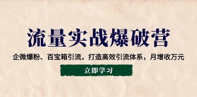 （14039期）流量实战爆破营：企微爆粉、百宝箱引流，打造高效引流体系，月增收万元-云库资源