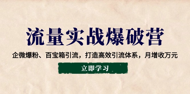 流量实战爆破营：企微爆粉、百宝箱引流，打造高效引流体系，月增收万元-云库资源